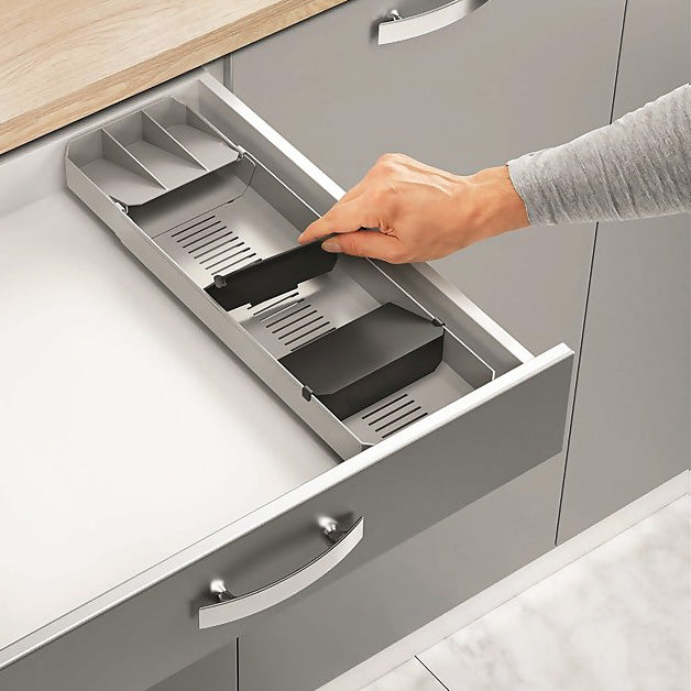 Uni-fit Adjustable Cutlery Organizer - Grey