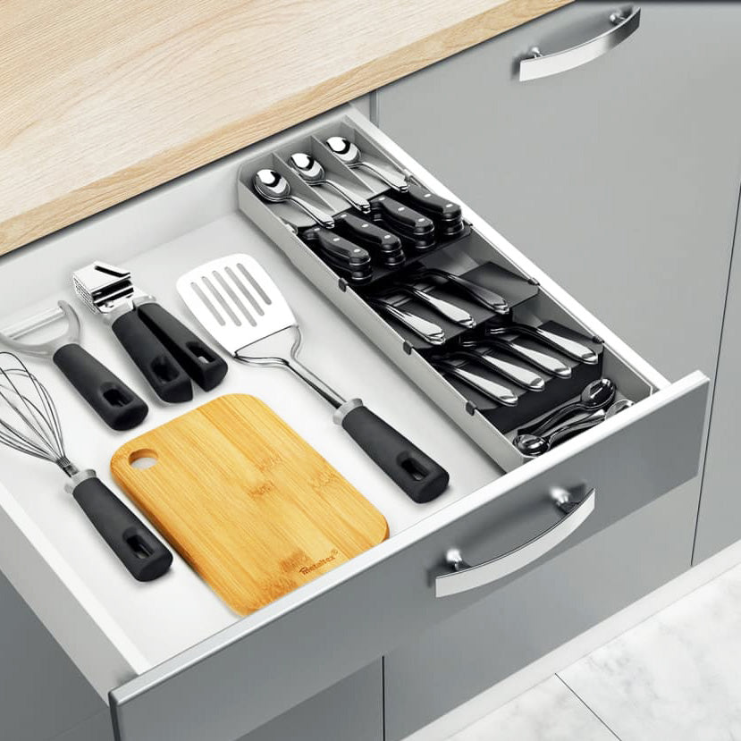 Uni-fit Adjustable Cutlery Organizer - Grey