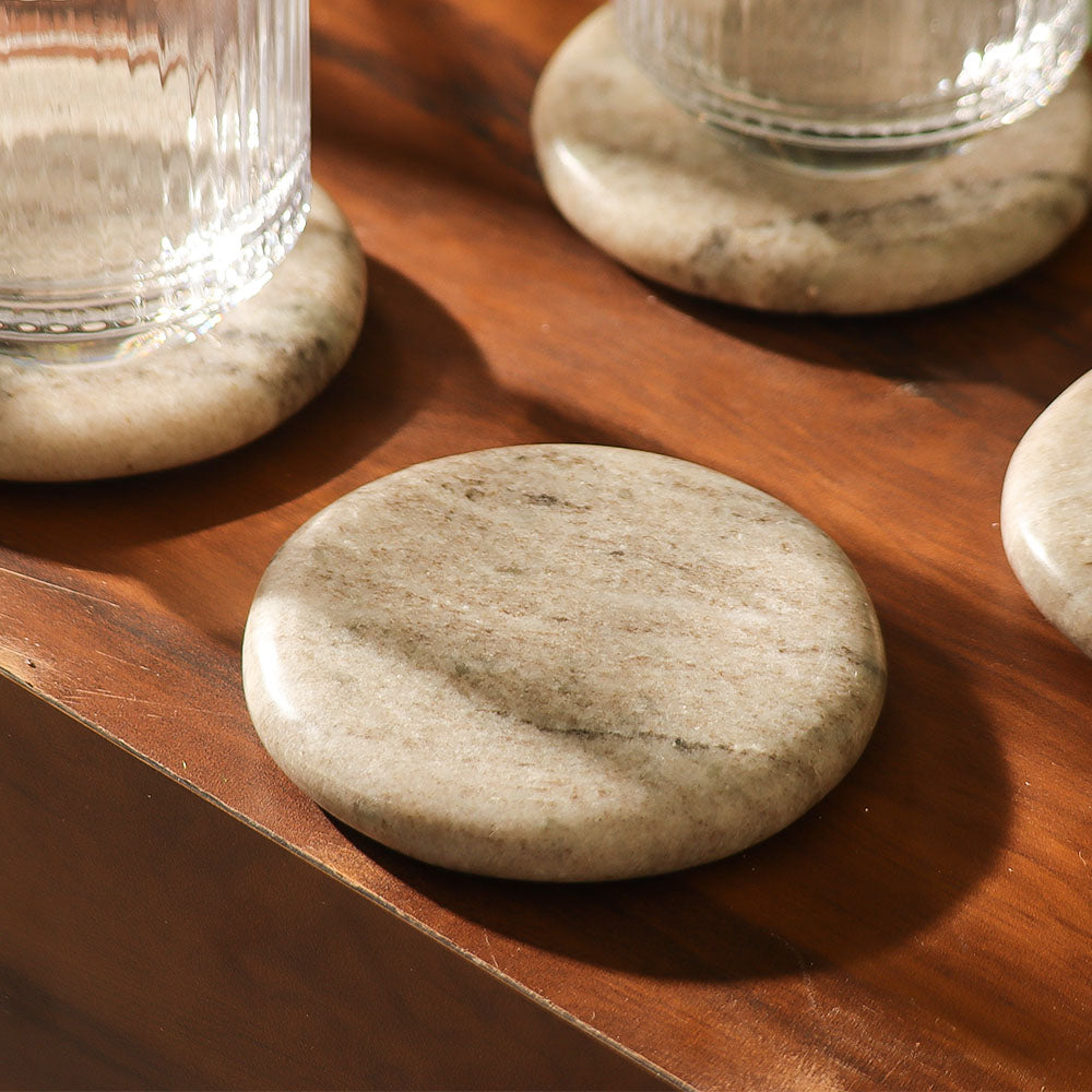 Vali Round Marble Coasters, Set of 4 - Desert
