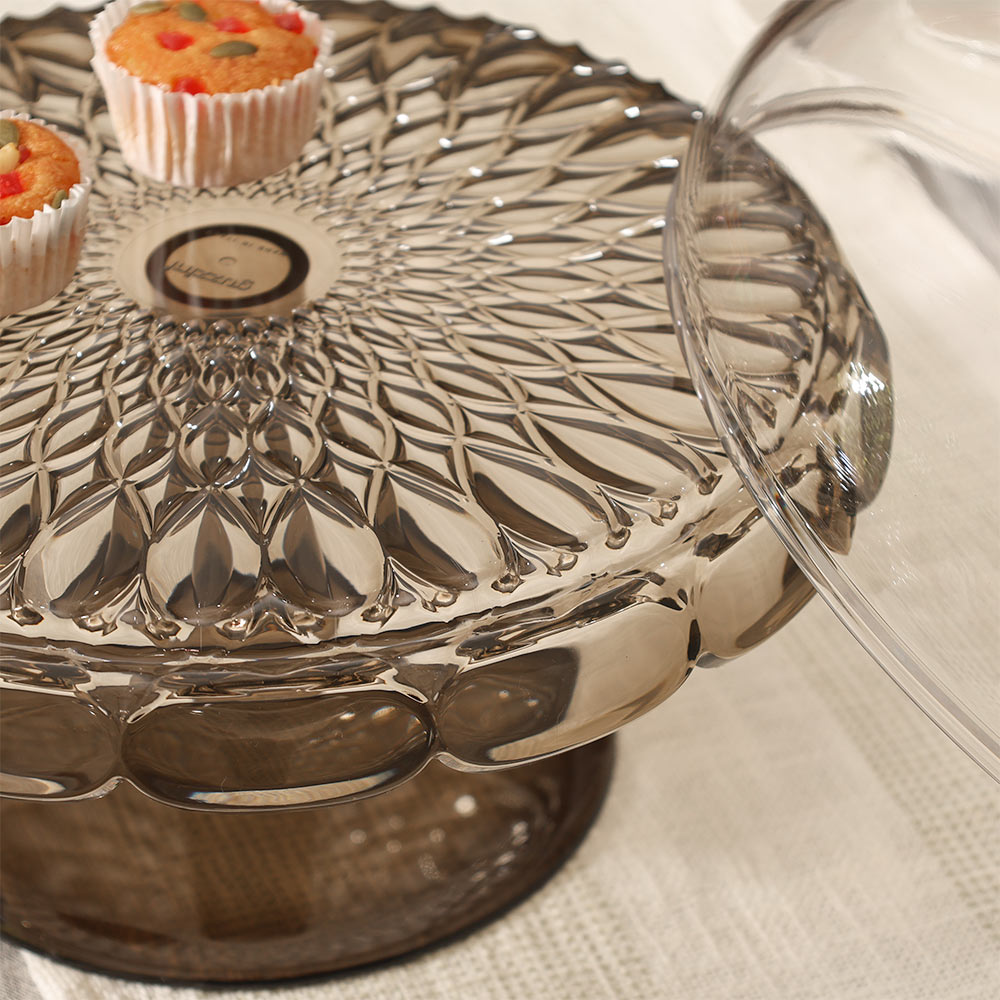 Vanity Cake Stand with Dome - Smoke