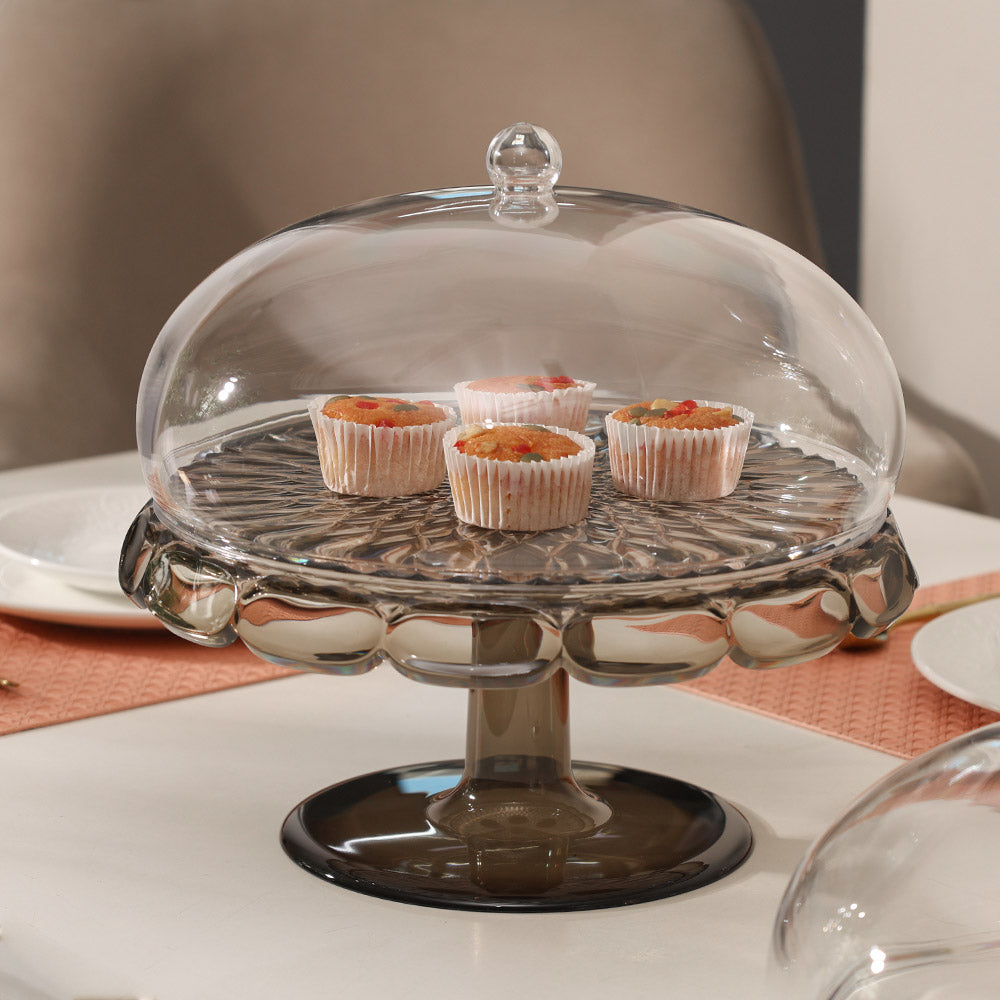 Vanity Cake Stand with Dome - Smoke