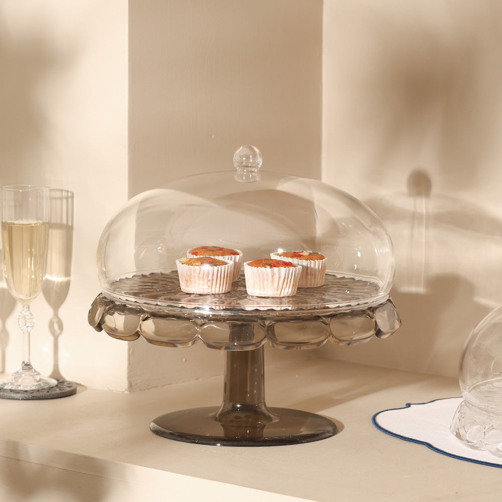 Vanity Cake Stand with Dome - Smoke
