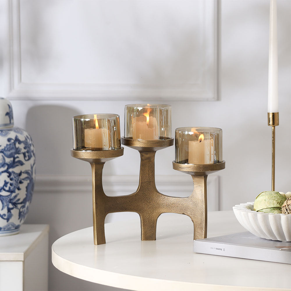 Vana 3-Piece Tealight Holder Set - Tinted Gold