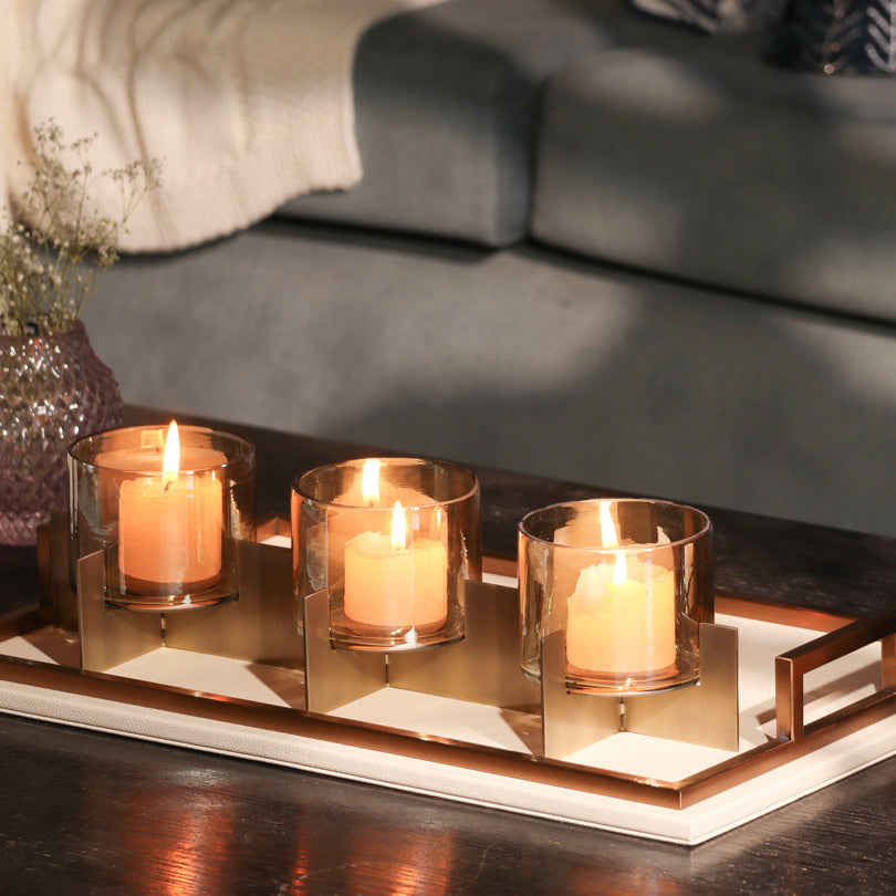Sparkle 3-Tier Votive Holder - Tinted Gold