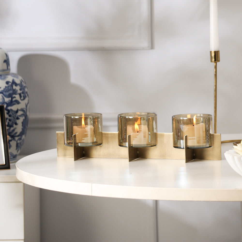 Sparkle 3-Tier Votive Holder - Tinted Gold