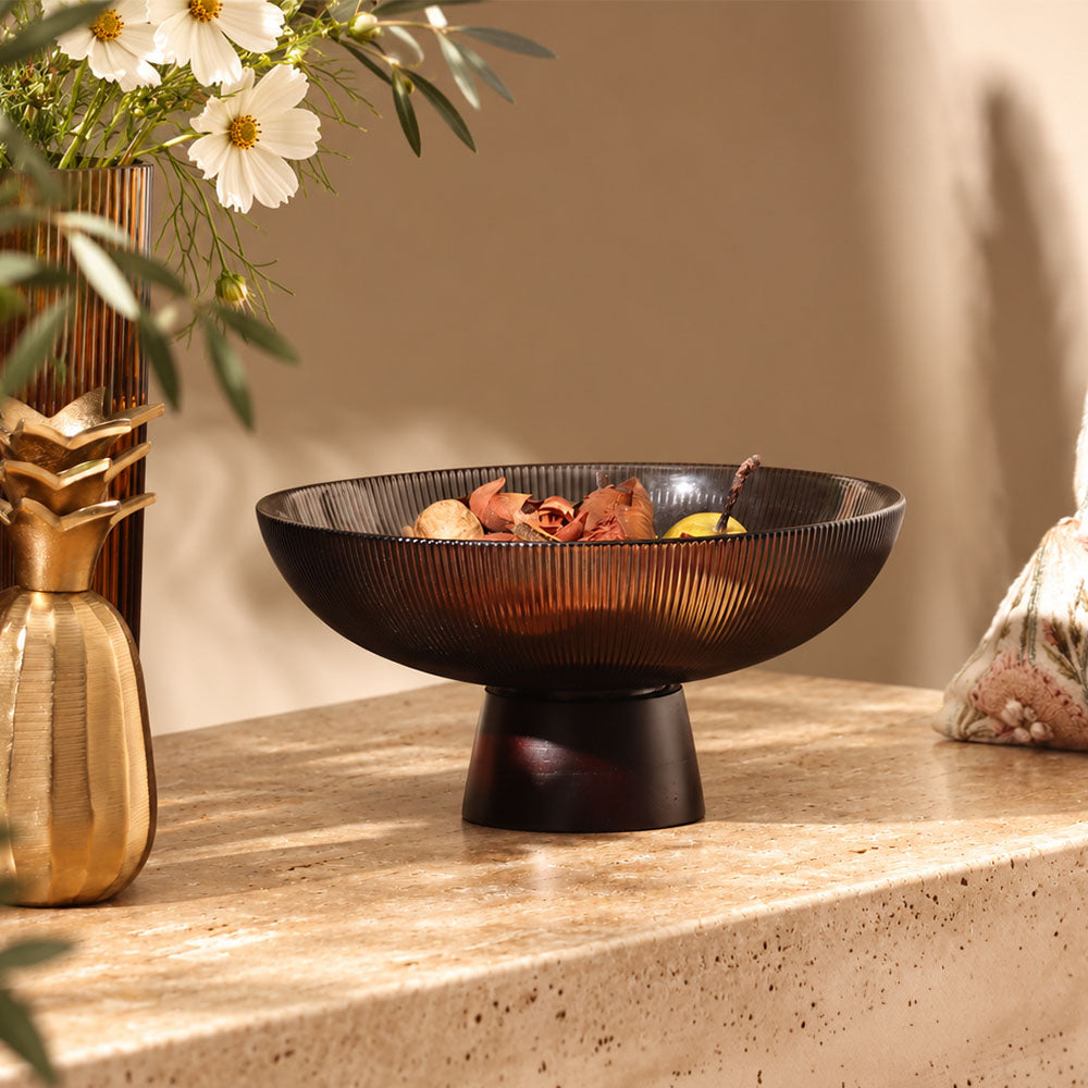 Varka Elevated Glass Bowl - Forest Wine