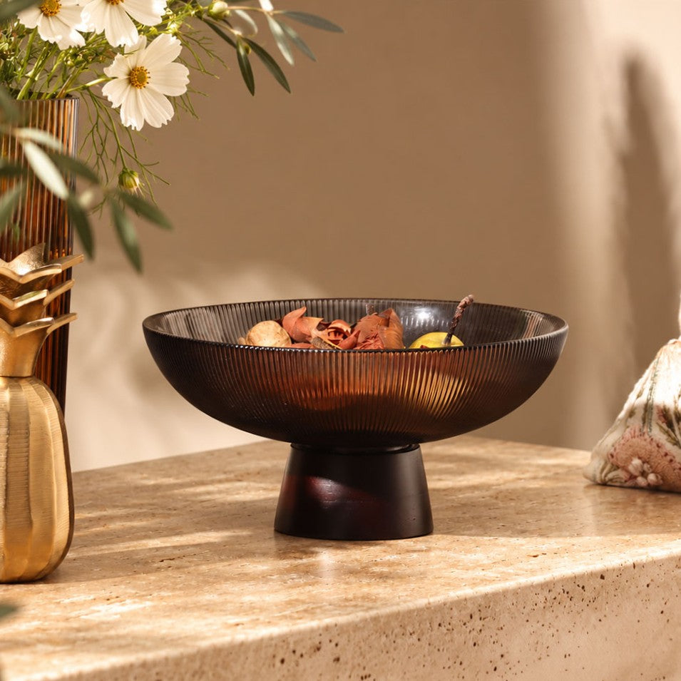Varka Elevated Glass Bowl - Forest Wine