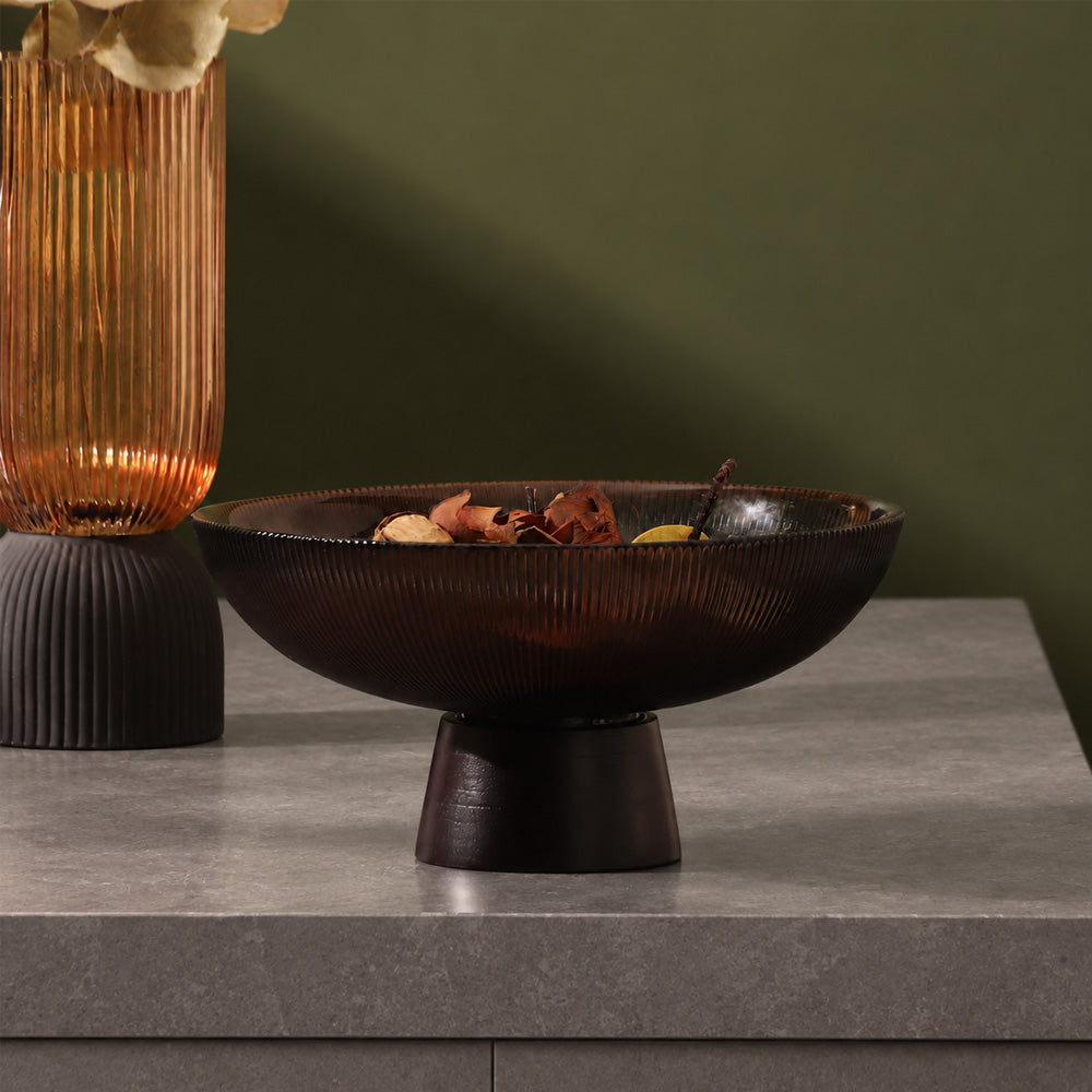 Varka Elevated Glass Bowl - Forest Wine