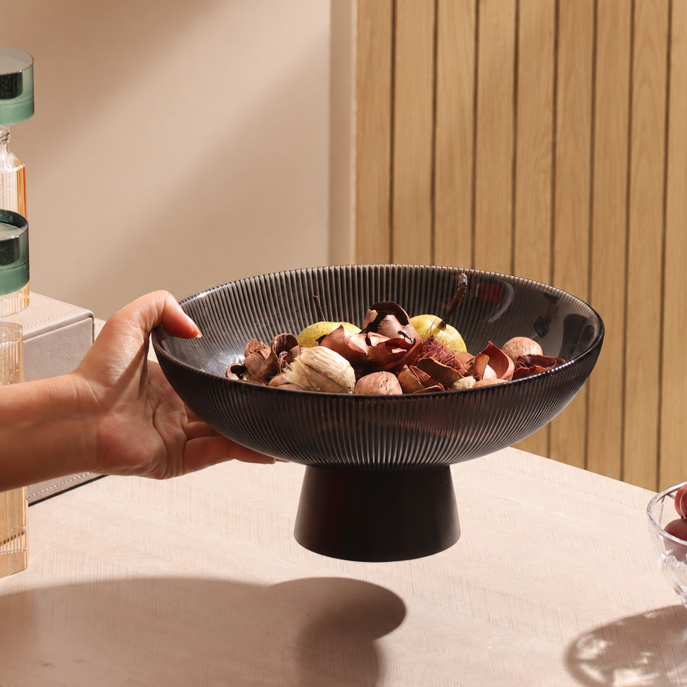 Varka Elevated Glass Bowl - Forest Wine