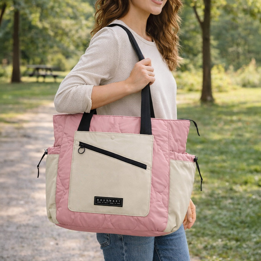 New BagSmart Paz 23L Backpack in Crepe Pink. Bagsmart Paz Laptop Tote Bag 23L - Pink main image 2