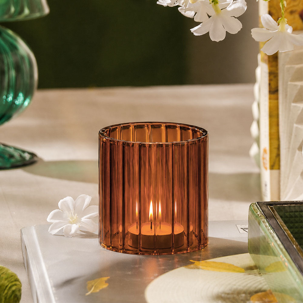 Velar Glass Hurricane Small - Amber