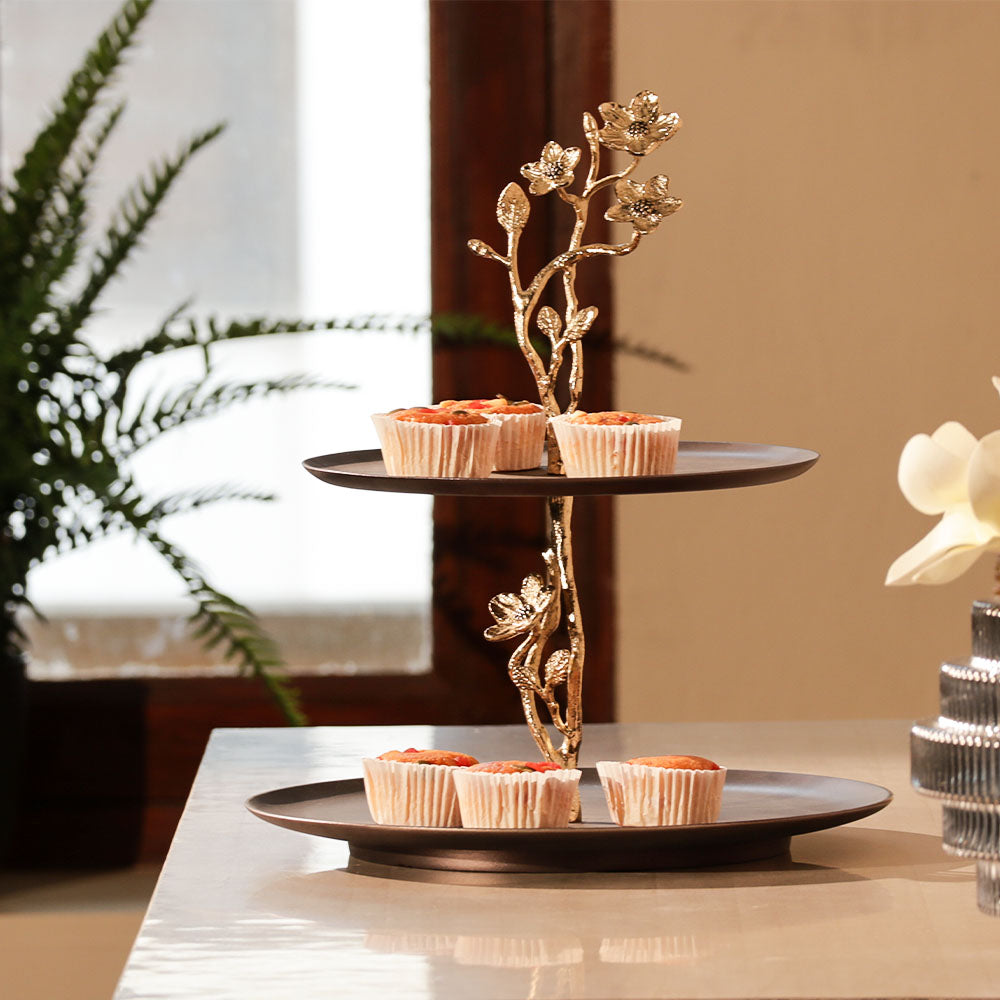 Vera 2-Tier Serving Stand - Dark Cherry