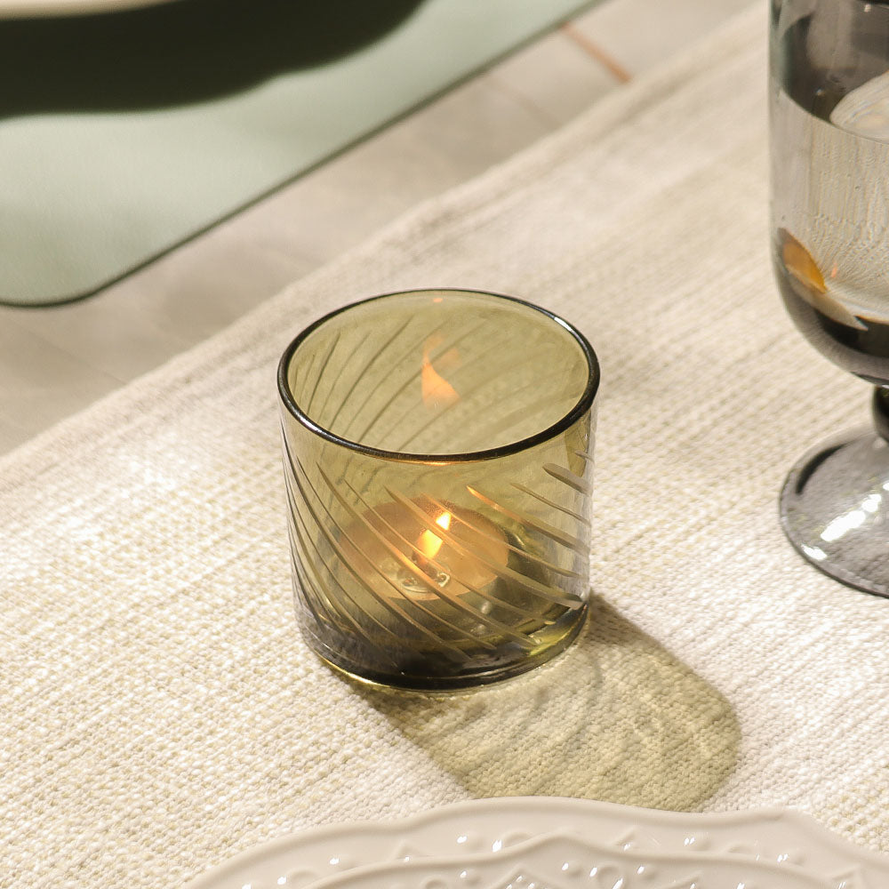 Verre Glass Votives, Set of 2 - Moss