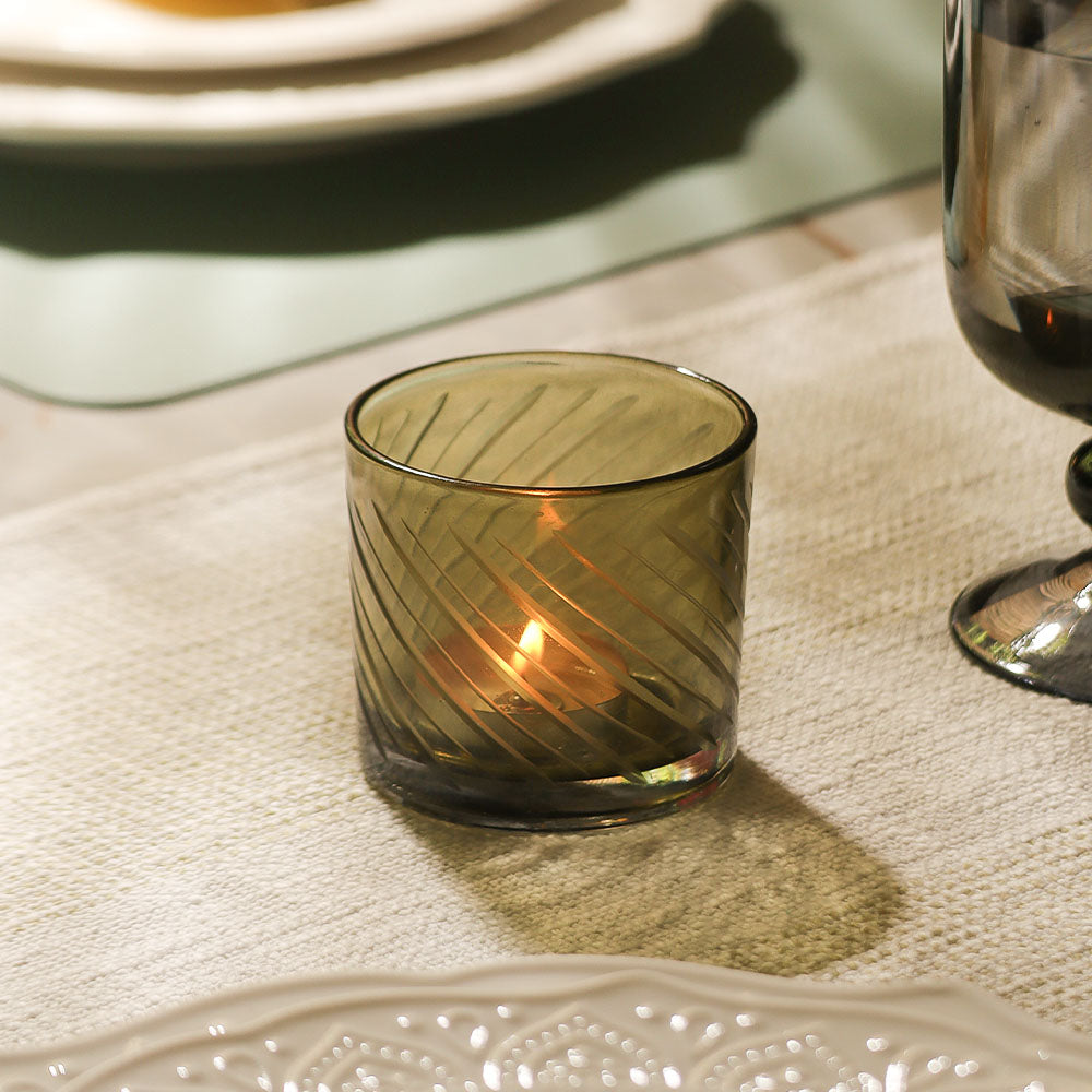 Verre Glass Votives, Set of 2 - Moss