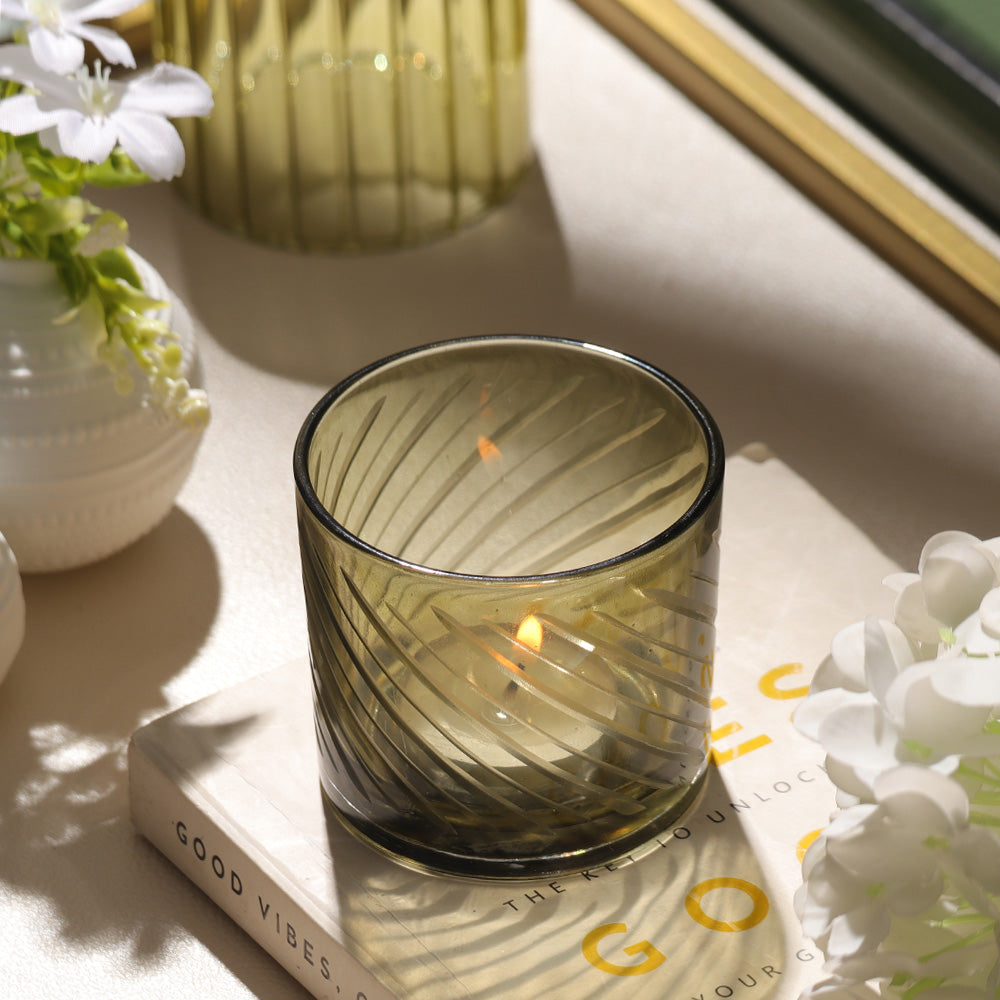 Verre Glass Votives, Set of 2 - Moss