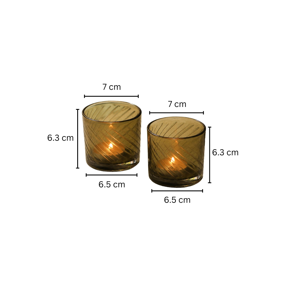 Verre Glass Votives, Set of 2 - Moss