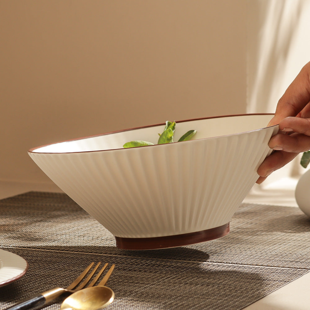 Vesper Serving Bowl - Cream Brown