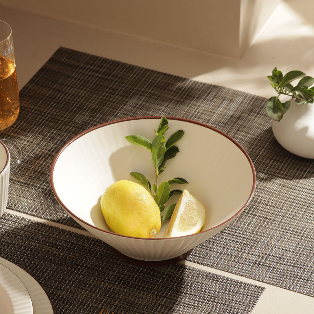 Vesper Serving Bowl - Cream Brown