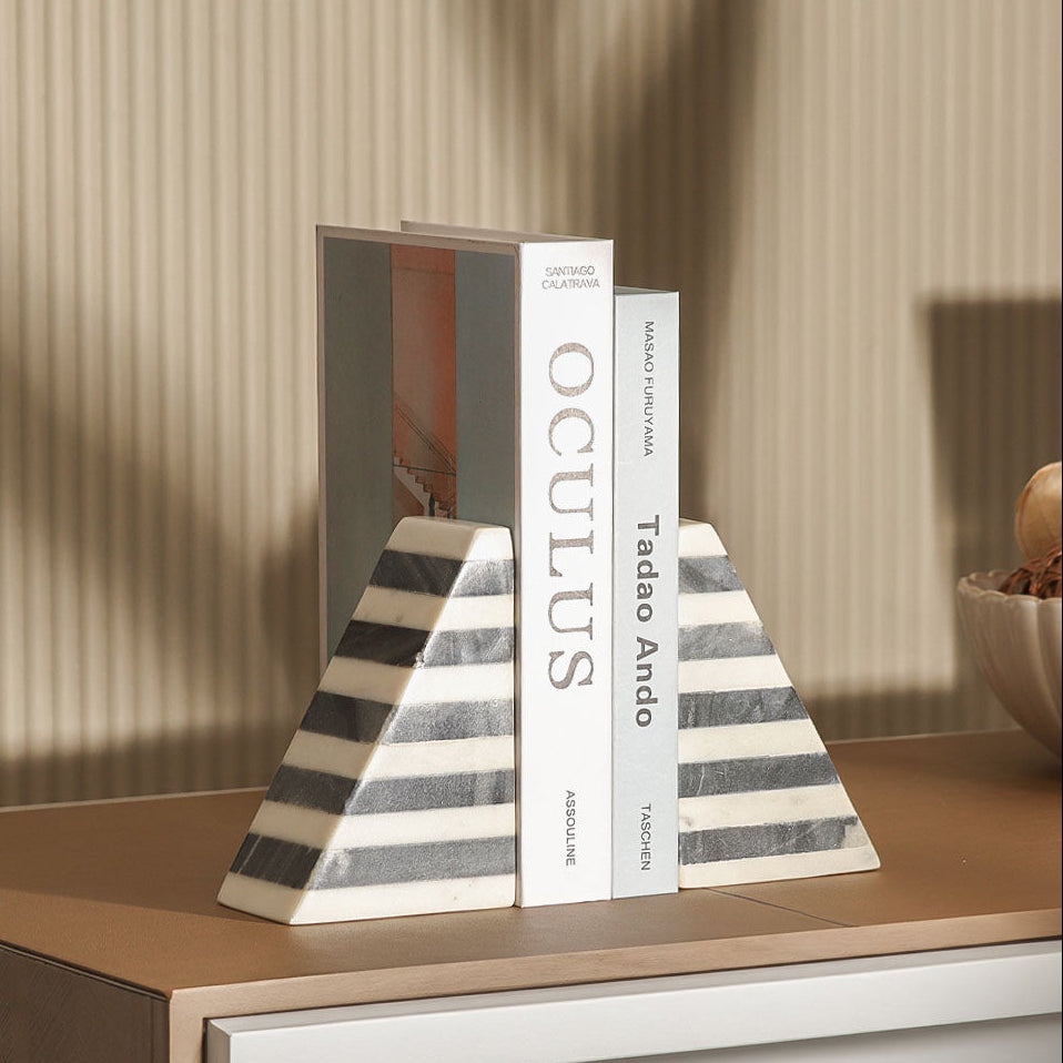 Vesta Marble Bookends, Set of 2 - Grey White