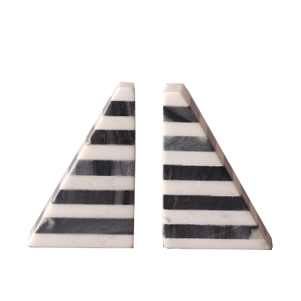 Vesta Marble Bookends, Set of 2 - Grey White