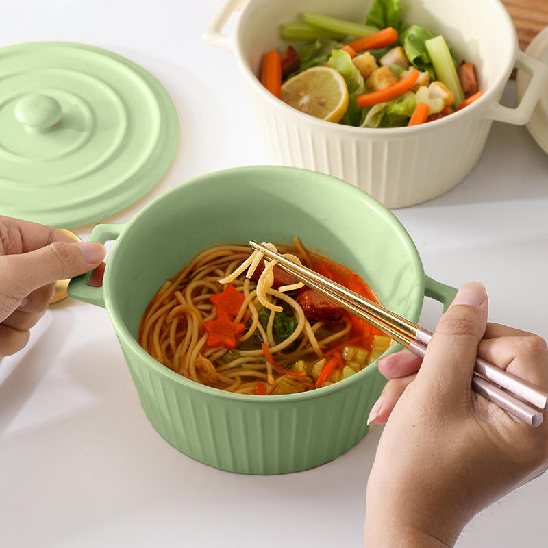 Vida Ceramic Fluted Serving Pot with Lid - Sage