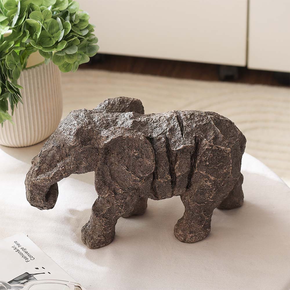 Vintage Elephant Decorative Sculpture - Stone Grey