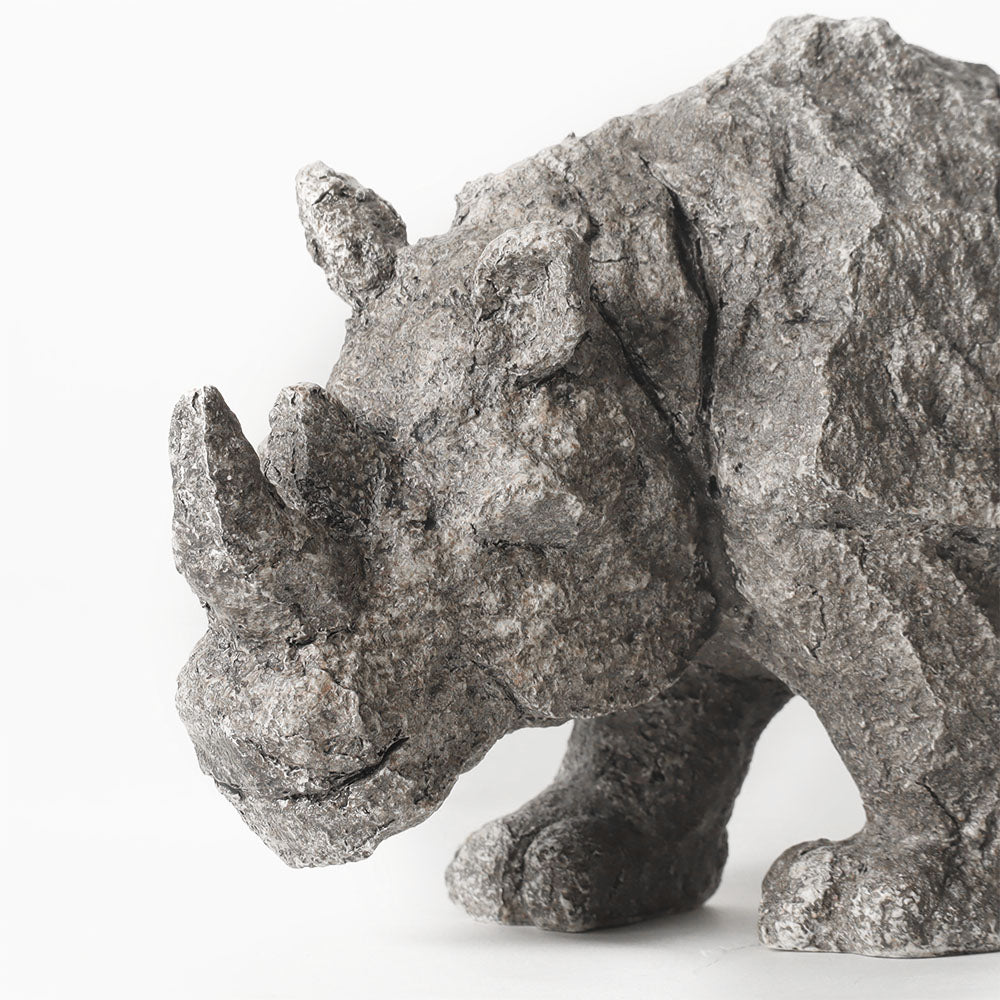 Vintage Rhinoceros Decorative Sculpture - Stone Grey