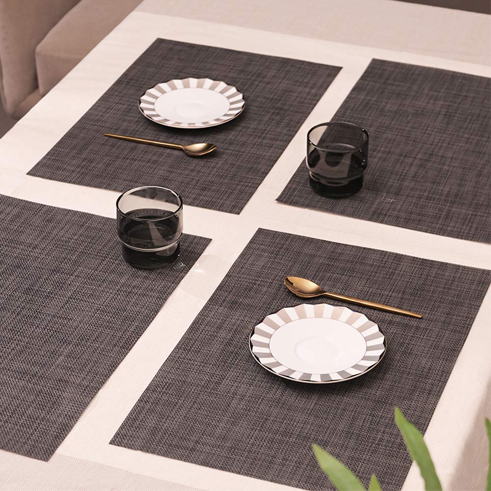 Trellis Mesh Rectangular Placemats, Set of 4 - Charcoal