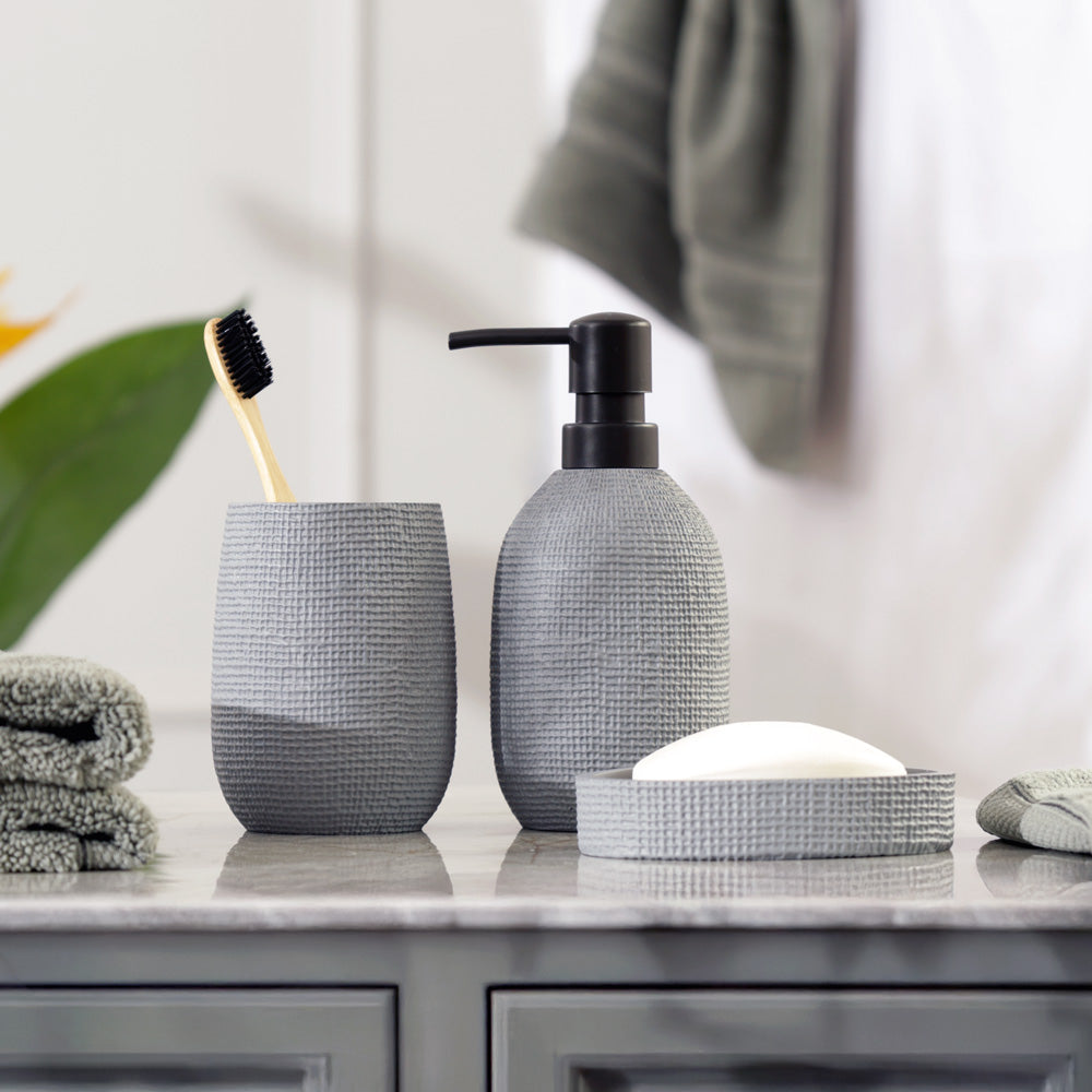 Waffle 3-piece Bathroom Set - Slate Grey