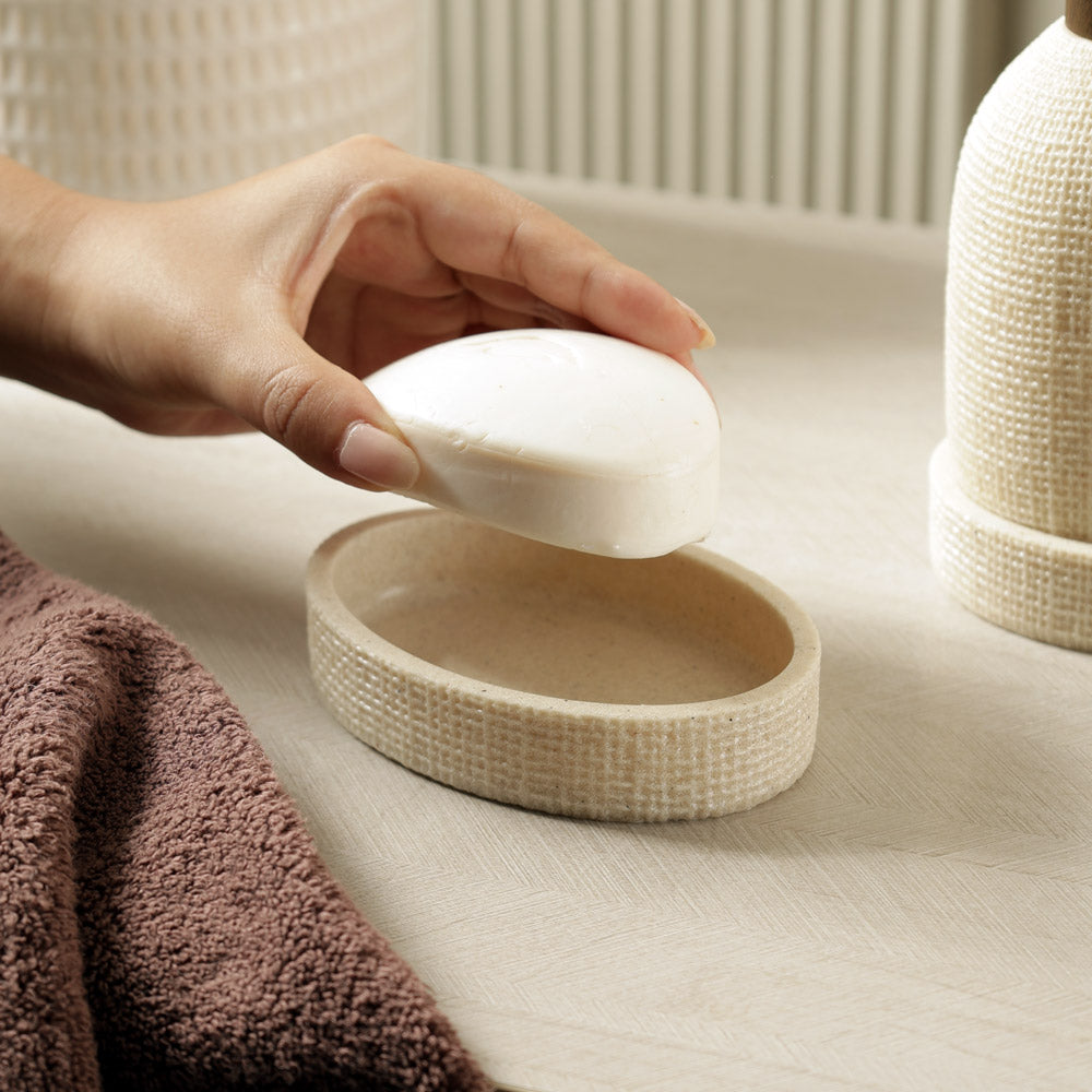 Waffle 4-piece Bathroom Set - Cream