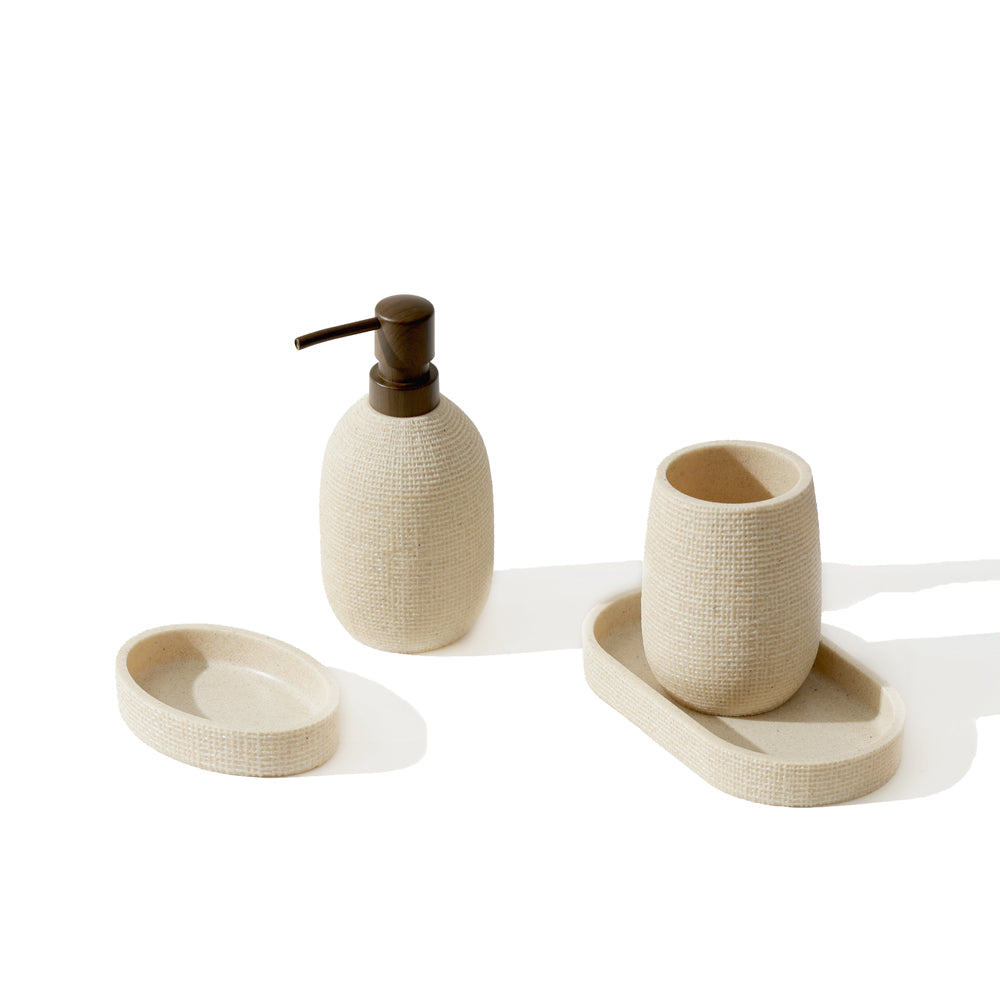 Waffle 4-piece Bathroom Set - Cream