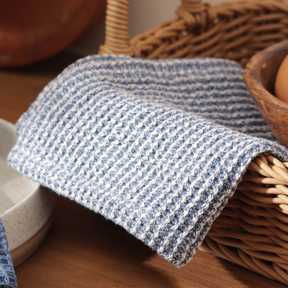 Waffle Kitchen Towels Small, Set of 2 - Blue Sky