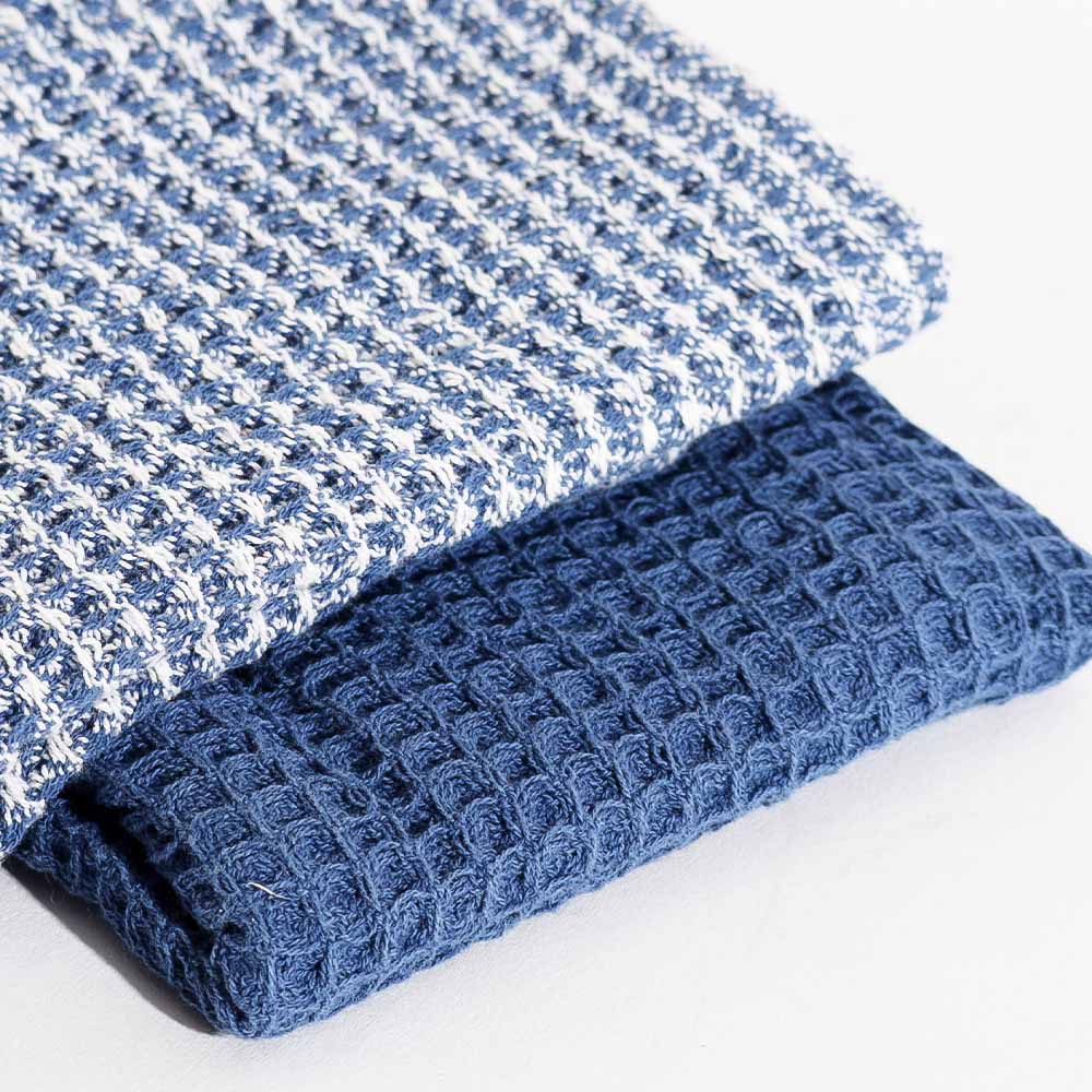 Waffle Kitchen Towels Small, Set of 2 - Blue Sky