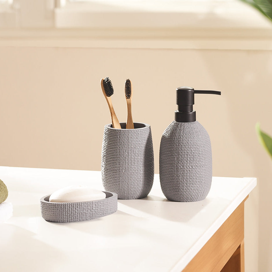 Waffle 3-piece Bathroom Set - Slate Grey
