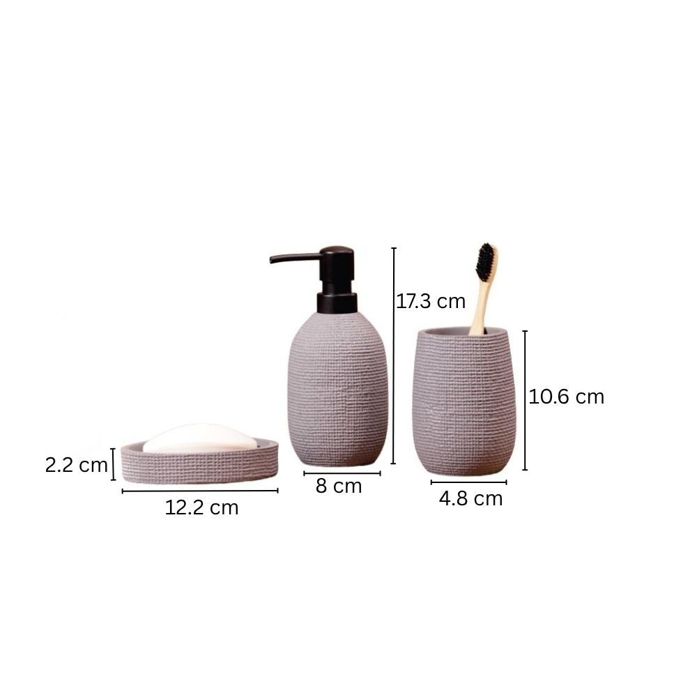 Waffle 3-piece Bathroom Set - Slate Grey