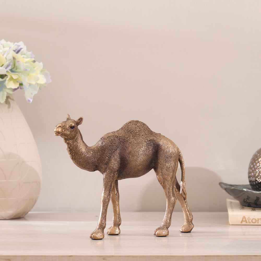 Walking Camel Sculpture Small - Dark Gold