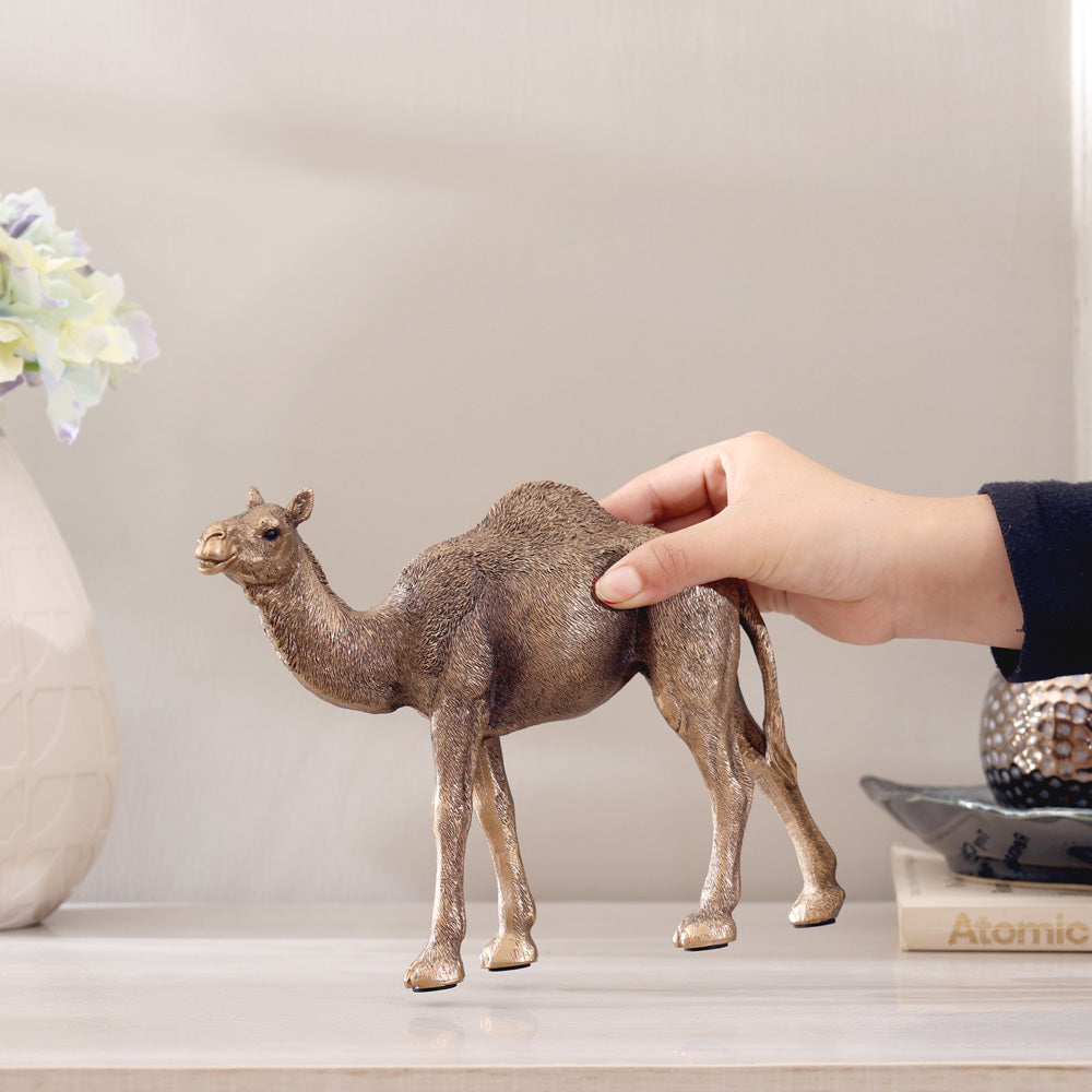 Walking Camel Sculpture Small - Dark Gold