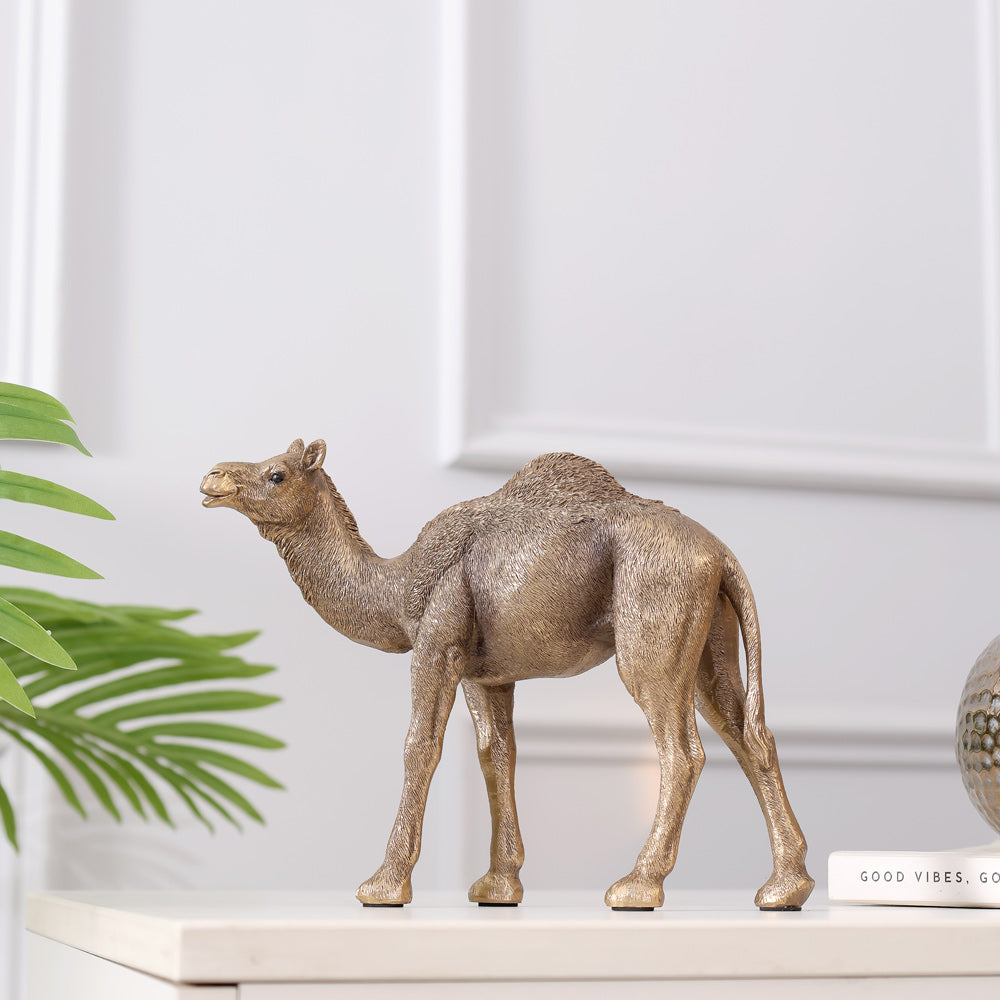 Walking Camel Sculpture Small - Dark Gold