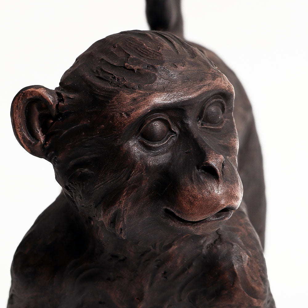 Walking Monkey Sculpture Medium - Black Brown
