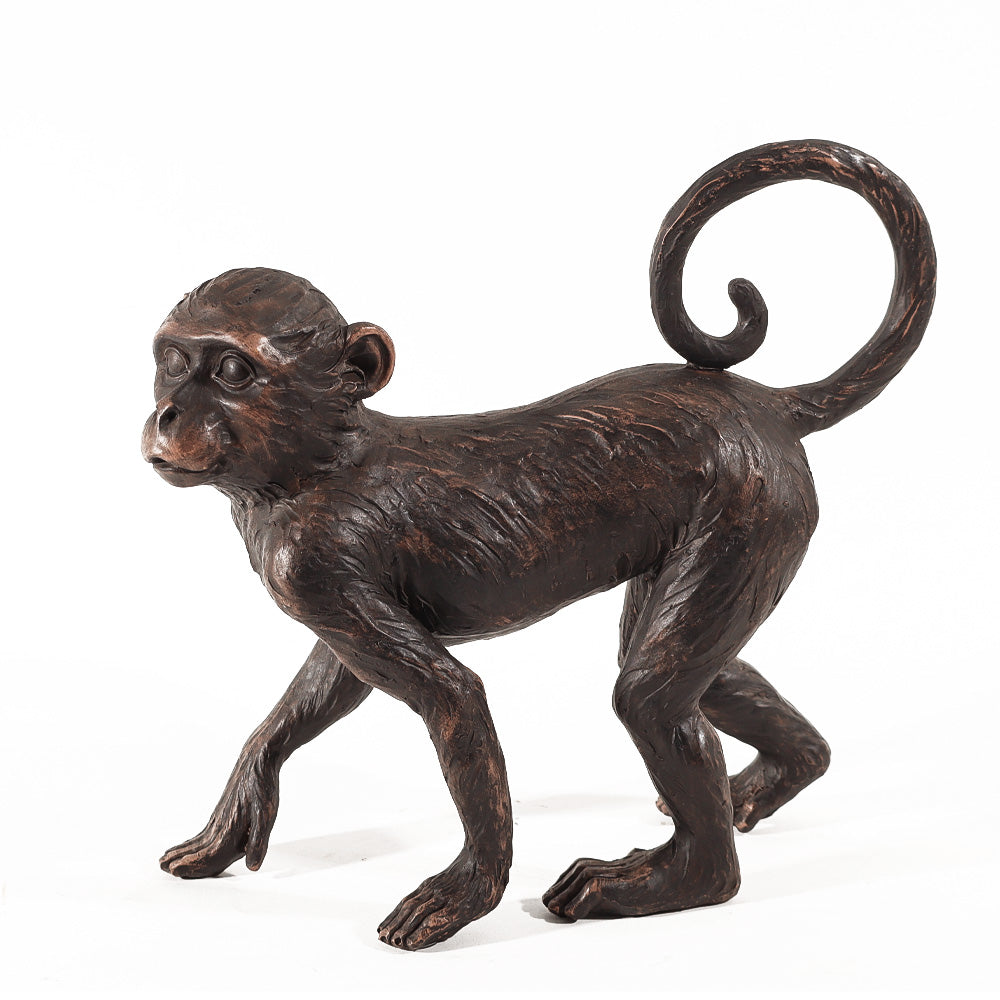 Walking Monkey Sculpture Medium - Black Brown