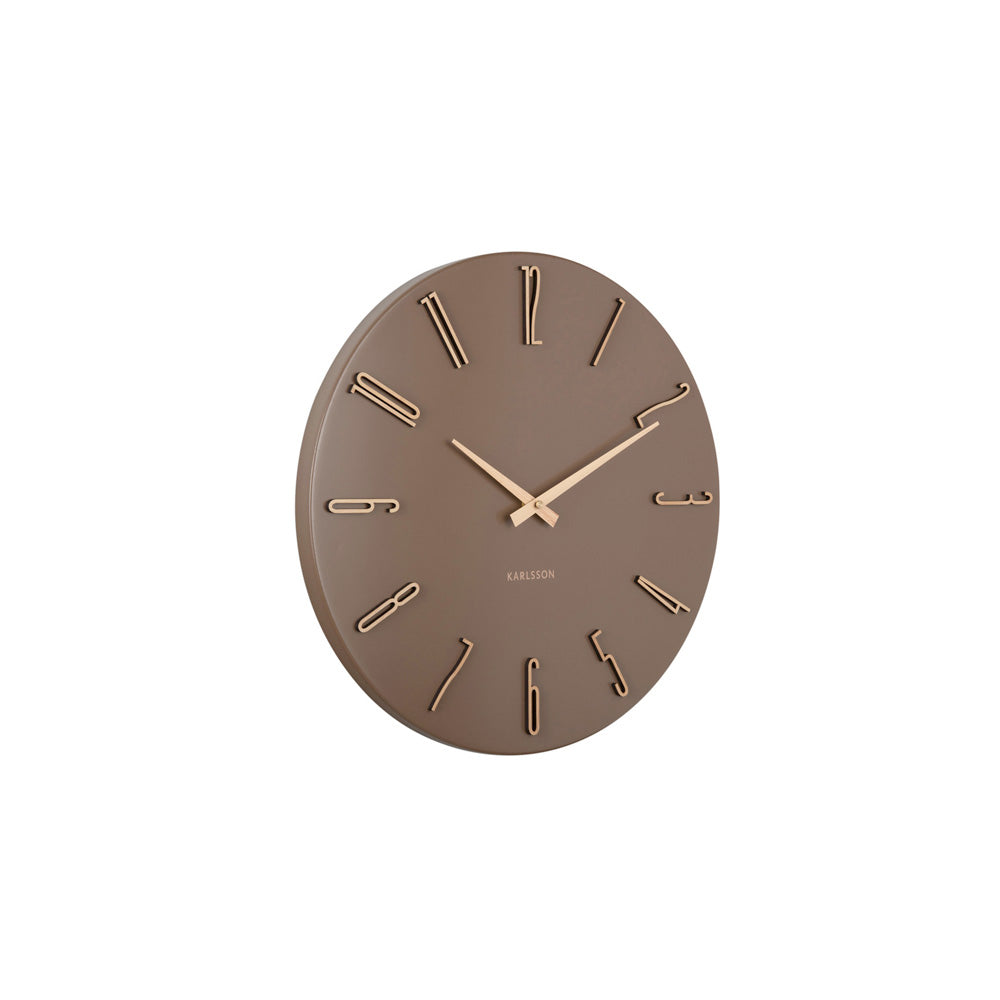 Esmerado Wall Clock 40cm - Mocha Brown