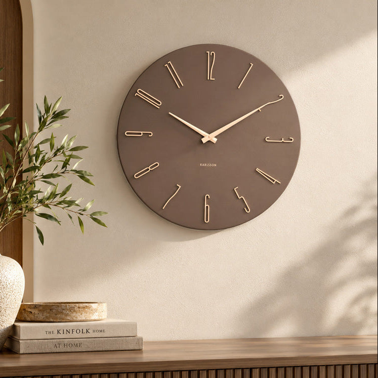 Esmerado Wall Clock 40cm - Mocha Brown