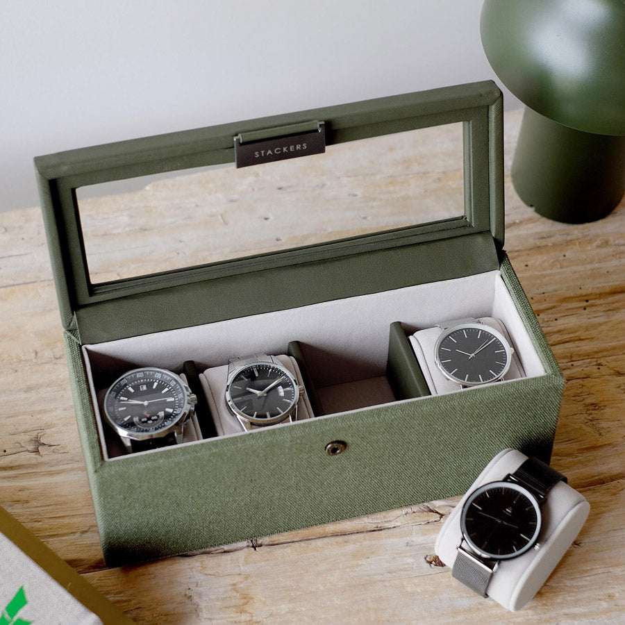 Stackers Watch Box 4-piece - Green Canvas