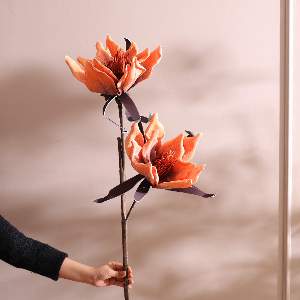 Water Lily Faux Stem - Burnt Orange