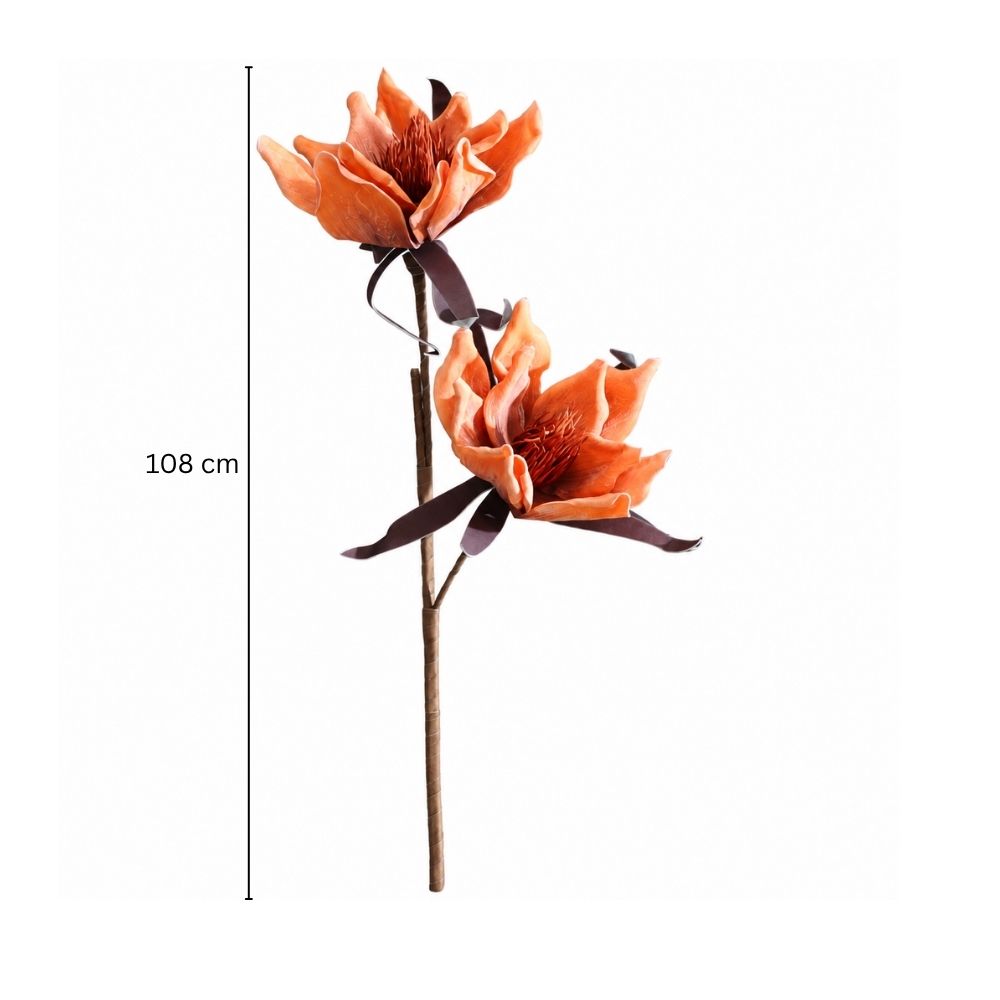 Water Lily Faux Stem - Burnt Orange