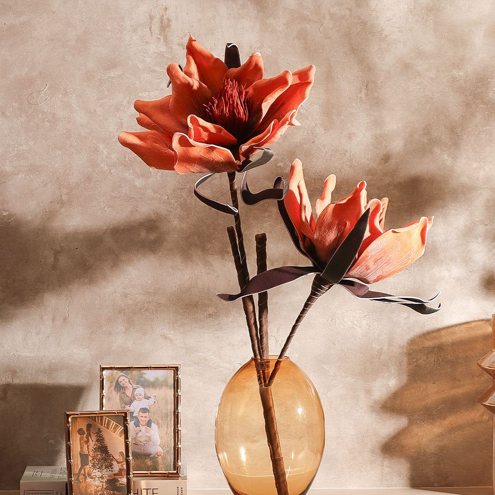 Water Lily Faux Stem - Burnt Orange