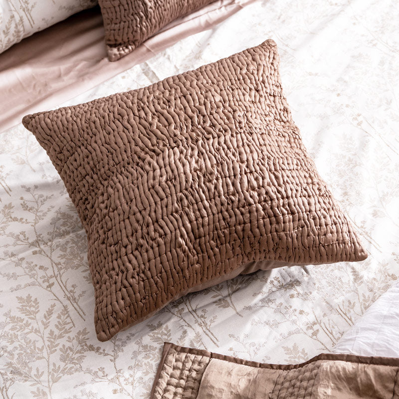 Wave Quilted Cushion Cover 45x45cm - Mocha