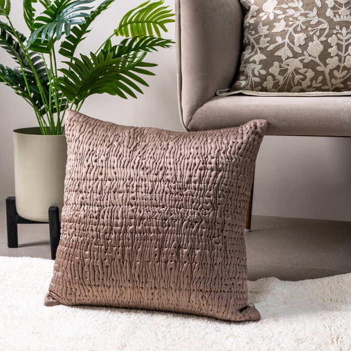 Wave Quilted Cushion Cover 45x45cm - Mocha