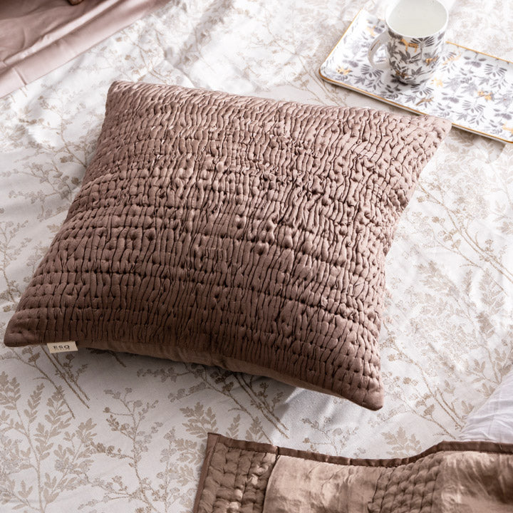 Wave Quilted Cushion Cover 50x50cm - Mocha