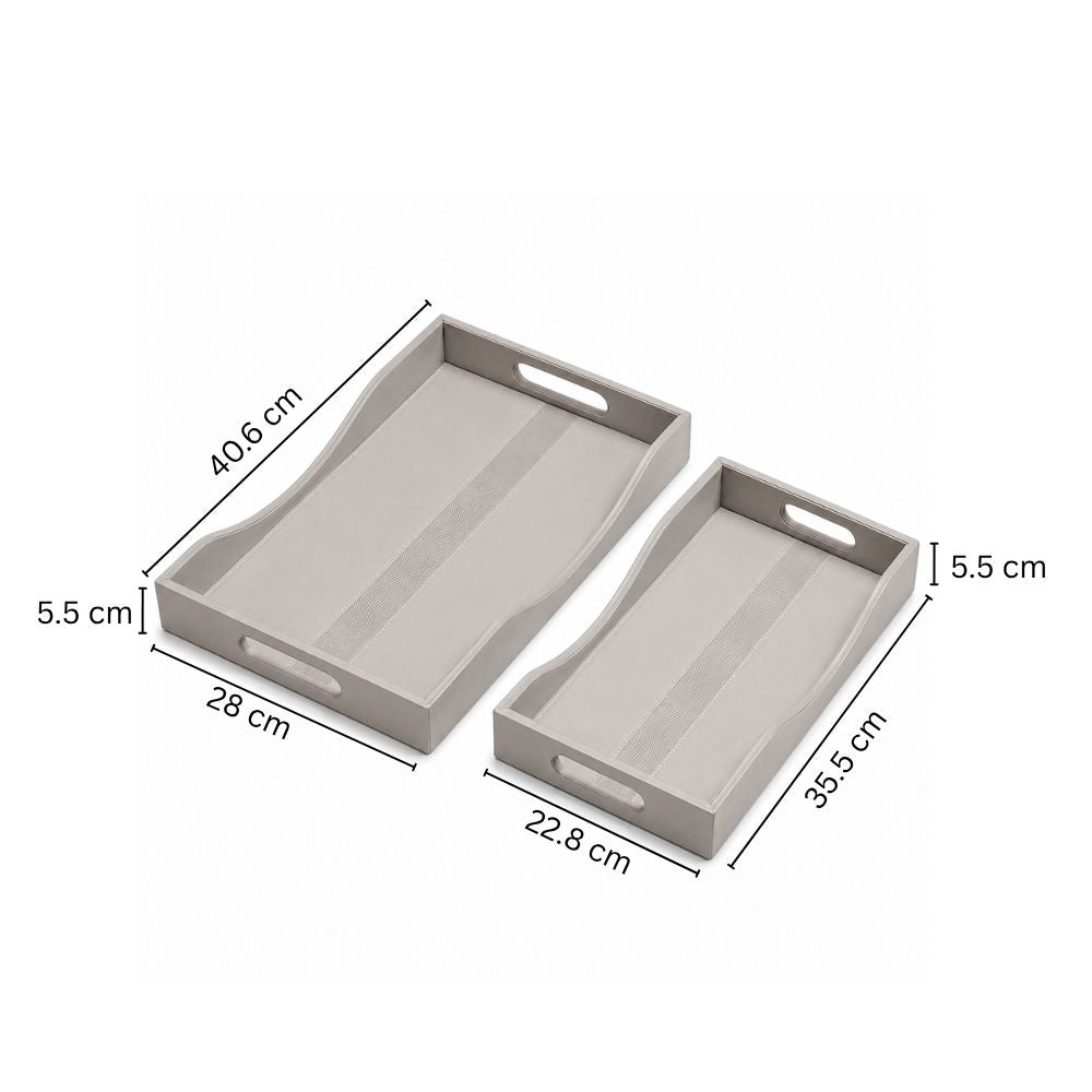 Wave Serving Trays, Set of 2 - Grey
